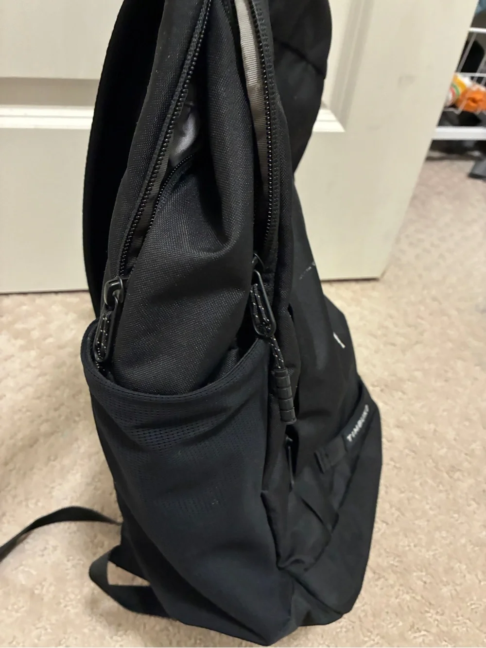 Timbuk2 Black Backpack with Orange Valencia Graphic